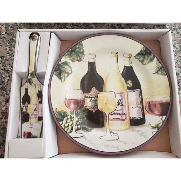Decorative Theme Wine Ceramic Plate with Matching Server - Picture 1 of 4